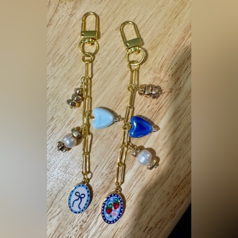 NEW Handmade Purse Charms | Porcelain & Pearl Gold Parisian Chic Purse Charms
